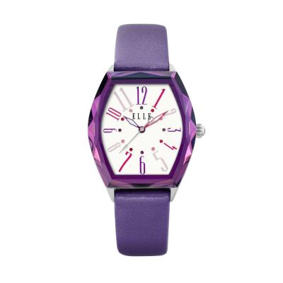 Elle Time EL20321S01N Leather Strap Purple Jam Tangan Wanita