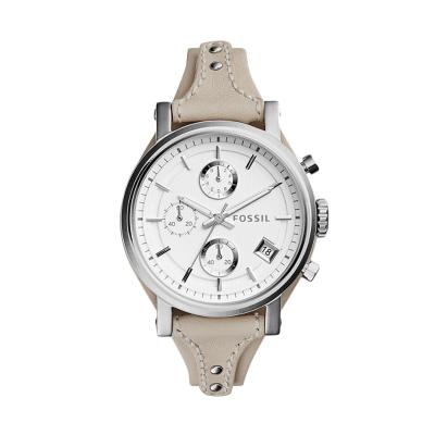 FOSSIL Original Boyfriend ES3811 Beige Leather Jam Tangan Wanita