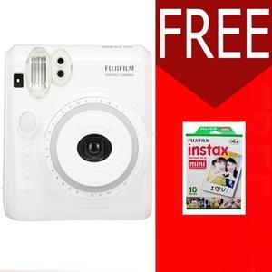 FUJIFILM INSTAX MINI CAMERA 50 50S WHITE Free 1Pack Film Polos PUTIH