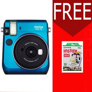 FUJIFILM INSTAX MINI CAMERA 70 70S BLUE Free 1Pack Film Polos BIRU