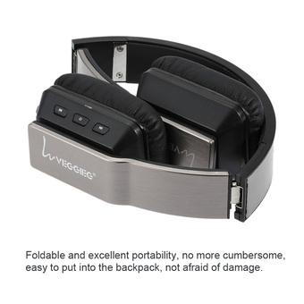 Foldable VEGGIEG V8200 Stereo Wireless Bluetooth Headset BluetoothV4.0 + EDR Headphone with Mic Noise-Cancelling Earphone Gray for iPhone 6S 6 6 Plus Samsung S6 S5 Note 4 HTC Laptop PC Notebook (Intl)  