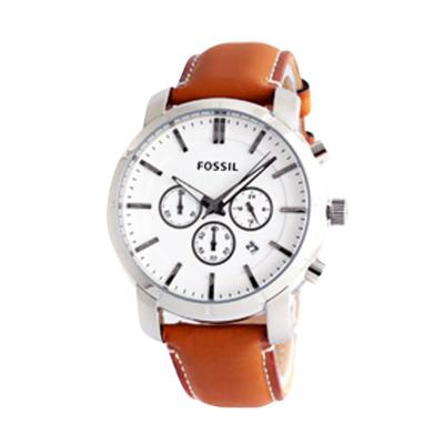 Fossil BQ2009 Putih Coklat - Jam Tangan Pria - Strap Kulit