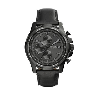 Fossil Dean Chronograph Black Leather Jam Tangan Pria