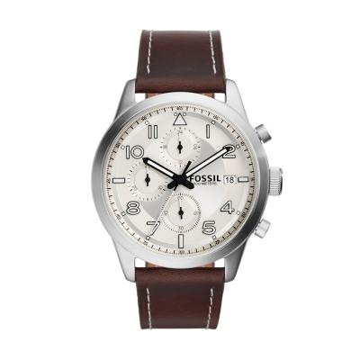 Fossil FS5138 Strap Kulit Jam Tangan Pria - White Brown