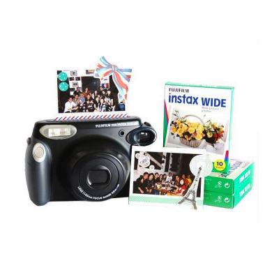 Fujifilm Cheki Instax Wide 210 Black Kamera Pocket + Instan Film