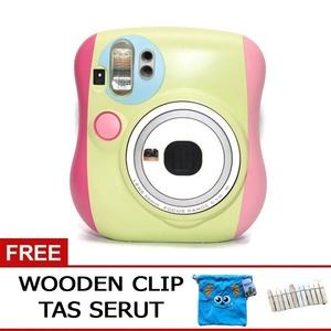 Fujifilm Instax Mini 25 25s HIJAU Fre Tas Serut+WoodenClip Hijau3Warna