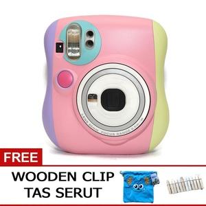 Fujifilm Instax Mini 25 25s Pink 3Warna Free Tas Serut + Wooden Clip