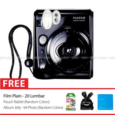 Fujifilm Instax Mini 50s Piano Black Kamera Polaroid + Film plain, Pouch rabbit, Album jelly