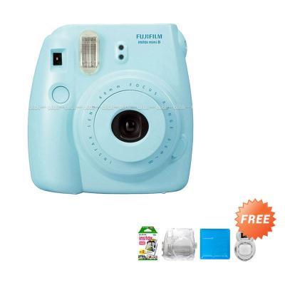 Fujifilm Instax Mini 8 Blue Kamera Polaroid + Hardcase + Album + Refill [20 Sheet] + Selfie Lens