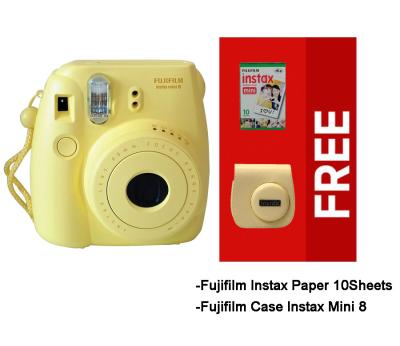 Fujifilm Instax Mini 8 Yellow Kamera Instax (Instax + Paper10 + Case)