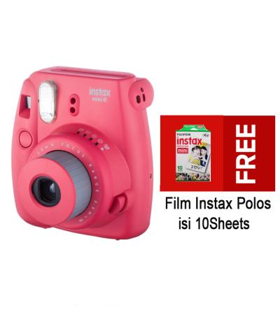 Fujifilm Instax Mini 8S Raspberry - Merah + Free 1Pack Film instax mini isi 10 Mini 8s