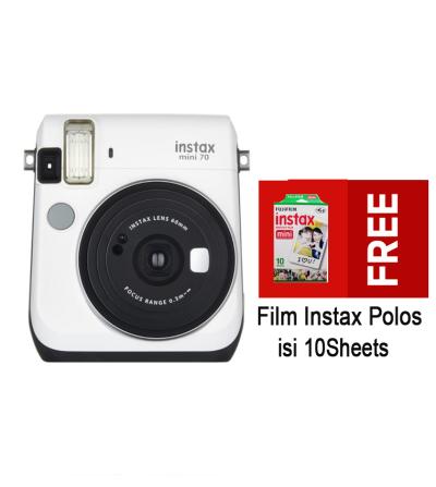 Fujifilm Kamera Polaroid Instax Mini 70s - Putih + Free 1 Pack Film Polos Mini 70s