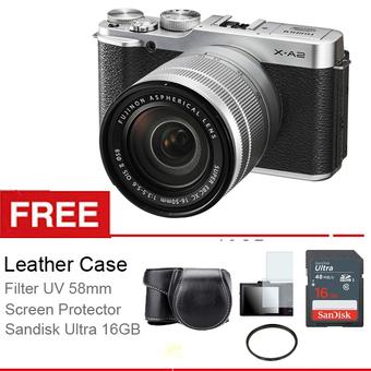 Fujifilm X-A2 - 16.3 MP - Kit XC16-50mm f/3.5-5.6 OIS II - Silver + Free Aksessories Kamera  