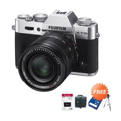 Fujifilm X-T10 18-55mm Hitam Kamera Mirrorless + SDHC 8 GB + Tas DSRL + Tripod + Transcend Card Reader