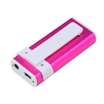 HKS 16GB Mini USB Clip MP3 Media Player LCD Screen Support Micro SD TF LED Light (Pink) (Intl)  