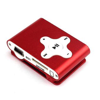 HKS Mini Clip Metal USB MP3 Player Support Micro SD TF Card Music Media (White/ Red) (Intl)  