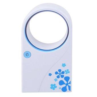 Handheld USB Battery Dual Air Conditioning Bladeless Fan Blue  