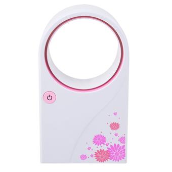 Handheld USB Battery Dual Air Conditioning Bladeless Fan Pink  