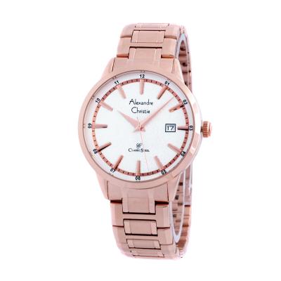 Jam Tangan Pria - Alexandre Christie 8454 - Stainless steel - Full rosegold