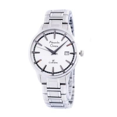 Jam Tangan Pria - Alexandre Christie 8454 - Stainless steel - Putih rosegold