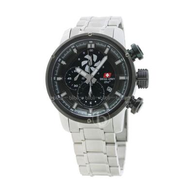 Jam Tangan Pria Swiss Army SA2009M SS Dial Hitam Ring Hitam