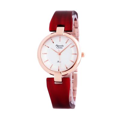 Jam Tangan Wanita - Alexandre Christie 2540 LH - Stainless Steel Kombonasi Mika -Merah Marron Rosegold