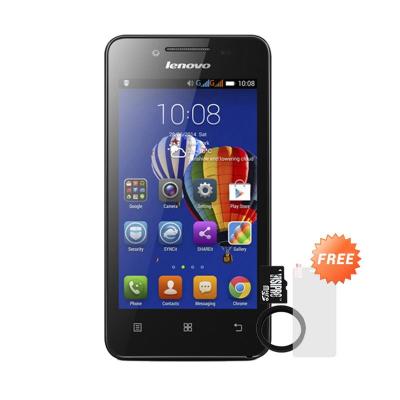 Lenovo A319 Hitam Smartphone + Free Powerbank Advance 3200 mAh + Micro SDHC 8Gb Visipro Class6 + Jellycase + Screenguard-Black