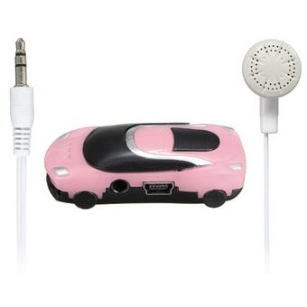 Mini Car Shape MP3 Music Player With Bundle USB and Earphone Hole Pink  