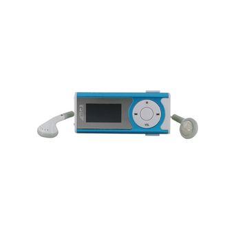 Mini Compact Screen USB + Micro SD/TF Card Clip-on MP3 Digital Audio Player with LED Light Outer Speaker Blue  