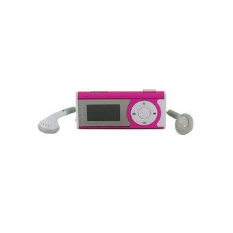 Mini Compact Screen USB + Micro SD/TF Card Clip-on MP3 Digital Audio Player with LED Light Outer Speaker Pink  