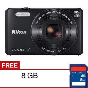 Nikon Coolpix S7000 Wifi/NFC Digital Camera - 16MP - 20X Optical Zoom - Hitam + SDHC 8GB  