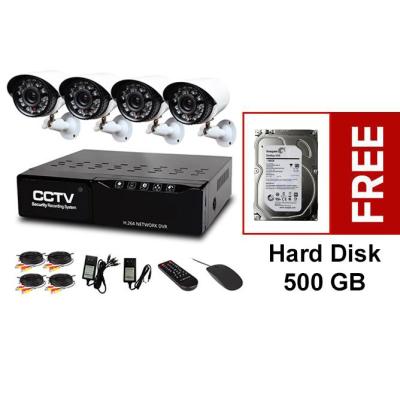 Nordic Equip Paket Komplit Kamera CCTV Kits 4CH 700TVL 1080P + Free HDD 500GB - Putih