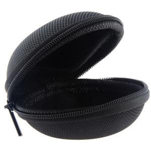 Nylon Round Shape Storage Case Carrying Bag for Earphones - Black