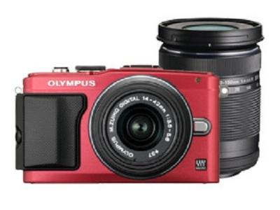 Olympus PEN E-PL6 Mirrorless 14-42mm and 40-150mm Lens - Red
