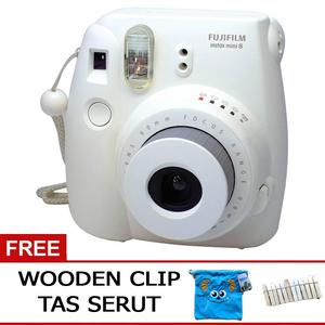 Promo Fujifilm Instax Mini 8 8S Putih Free Tas Serut+Wooden Clip PUTIH