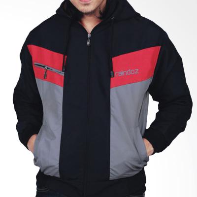 Raindoz Hoodie RNJ006 Jacket Red Stripe Black