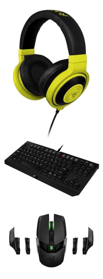 Razer Headset Kraken Neon Yellow + Blackwidow Tournament 2014 + Mouse Ouroboros Bundle Promo