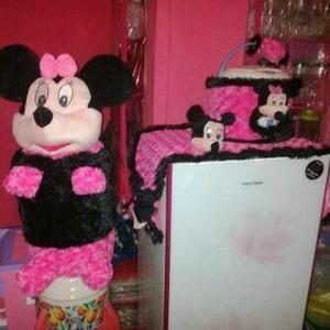 Set Tutup Sarung Galon Kulkas Magic Com Boneka Minnie Mouse Pink Murah