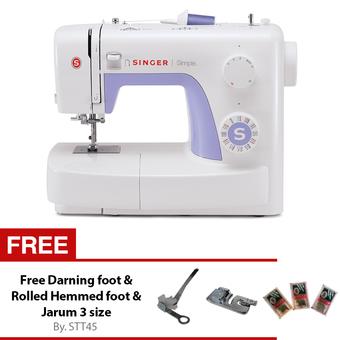 Singer Simple 3232 Mesin Jahit Portable Multifungsi + Gratis Darning Foot + Rolled Hemmed Foot + Jarum 3 Size  