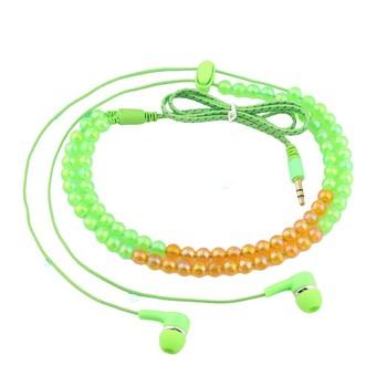 Solid Color Beaded Wired Headset (Green) (Intl)  