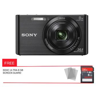 Sony DSC-W830 8x Optical Zoom - 20.1 MP - Hitam + Gratis SD Ultra 8 GB + Screen Guard  