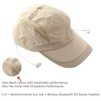 Stylish Bluetooth Music Sun Hat Headphone Popular Bluetooth 4.0 + EDR Stereo Music Hat Earphone Topee Sport Peaked Cap & Bluetooth Headset 2-in-1 Supports Hands-free Talking for Smart Phones Tablet PC (Intl)  