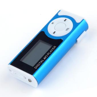 Sunweb Digital Lcd Screen Clip-On Flash Mp3 Player Rechargable Media Music Player With Micro Sd Card Slot ( Blue ) (Intl)  