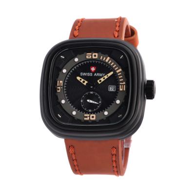 Swiss Army Strap Kulit 4096 Coklat Muda Jam Tangan Pria