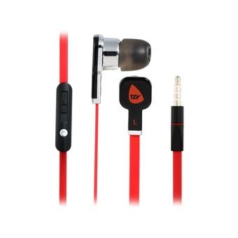 TZY-1005 3.5 mm In-ear Stereo Earphones with Microphone & 1.2 m Cable (Red)  