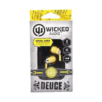 Wicked Audio WI-1859 Deuce Earbuds w/ Mic WI1859 Yellow /GENUINE  