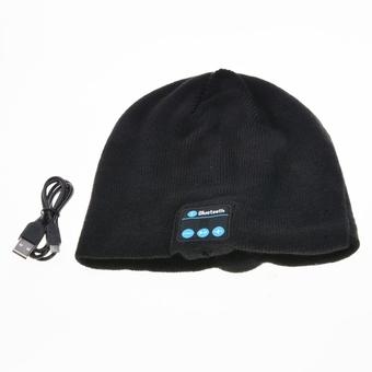 Yika Knitted Wireless Bluetooth Headset Headphone Smart Cap (Black) (Intl)  