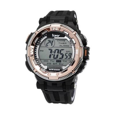 iGear Jam Tangan Pria Hitam Rosegold Rubber Strap i21-1978