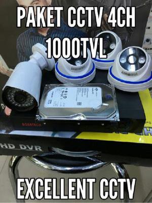 paket cctv 4ch lengkap 1.000 tvl