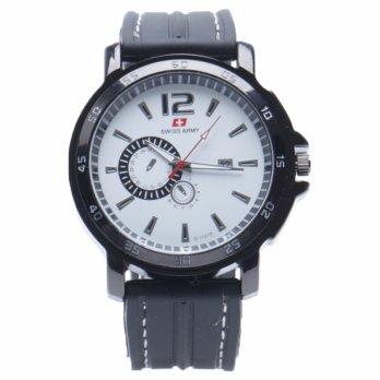 [Buy 1 Get1] Swiss Army - Jam Tangan Analog Pria - Rubber Hitam - Dial Hitam - Bezel Merah SAX 1022